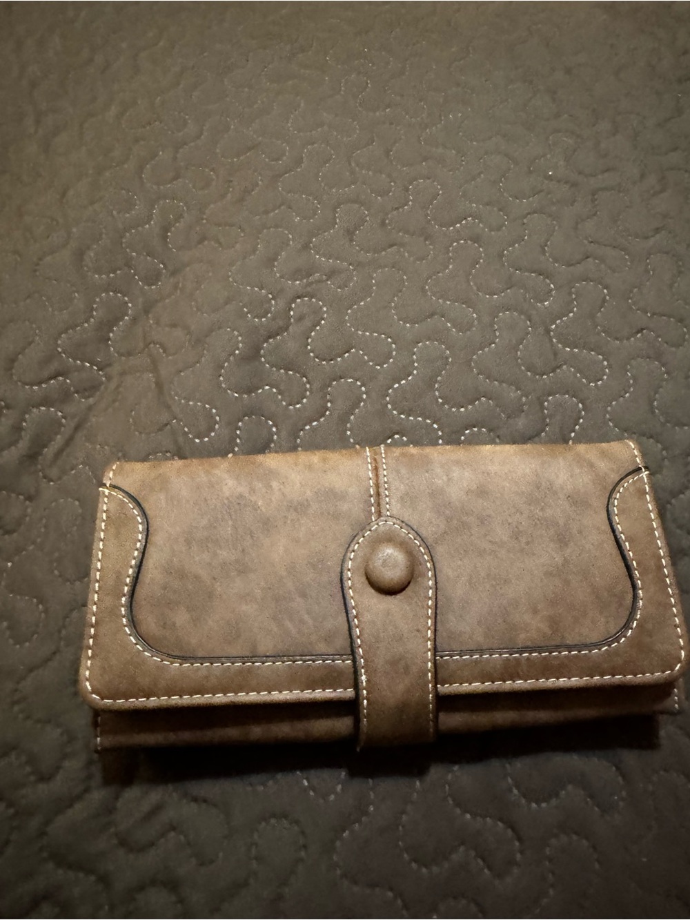 Brown Faux Leather Snap Wallet